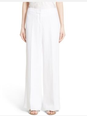 Lafayette 148 New York Linen High Rise Wide Leg Trouser Pants Size 18